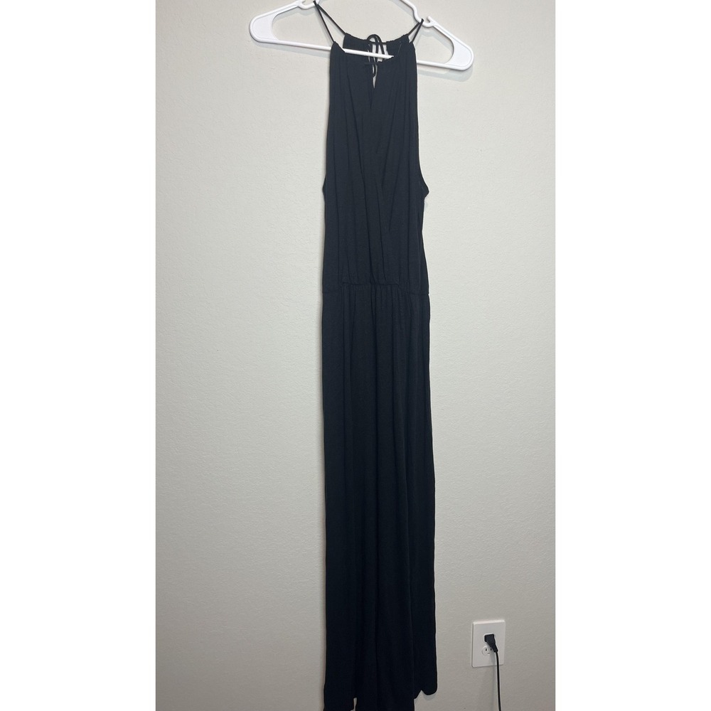 Ann Taylor LOFT Dress Womens S Black Halter Maxi Sundress Beach Jersey Casual - Picture 1 of 8
